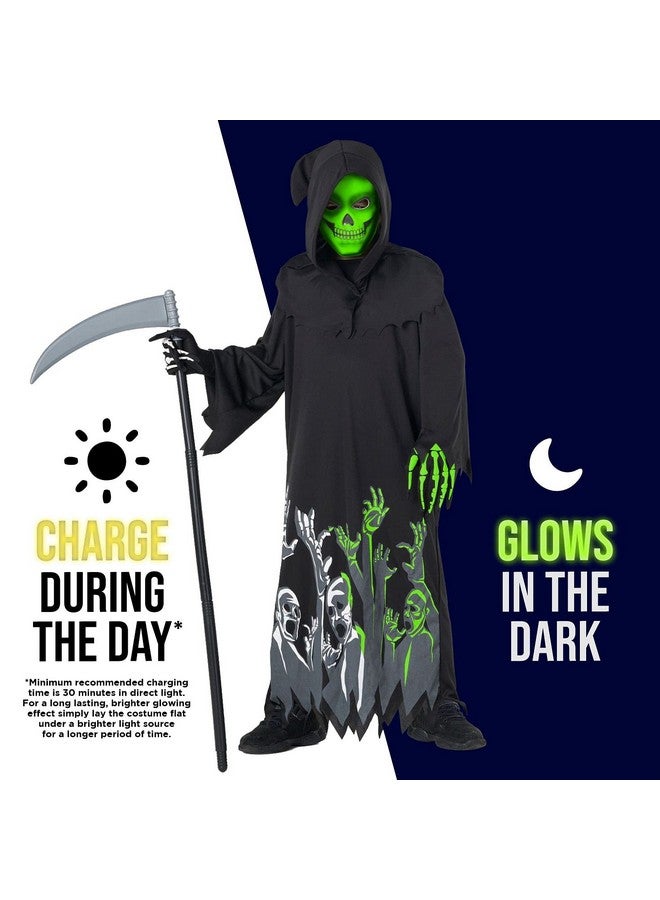 MORPH زي الموتى المتلألئ في الظلام لشخصية جريم ريبير للأطفال، زي هالوين مخيف للأولاد، مظهر جريم ريبير المرعب، 7-9 سنوات - Image 3