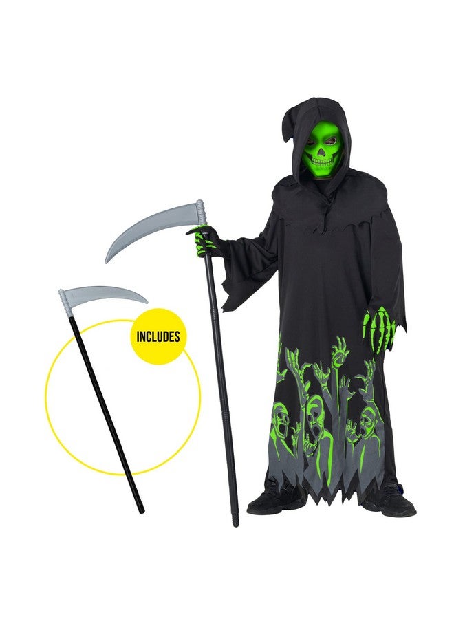 MORPH زي الموتى المتلألئ في الظلام لشخصية جريم ريبير للأطفال، زي هالوين مخيف للأولاد، مظهر جريم ريبير المرعب، 7-9 سنوات - Image 2