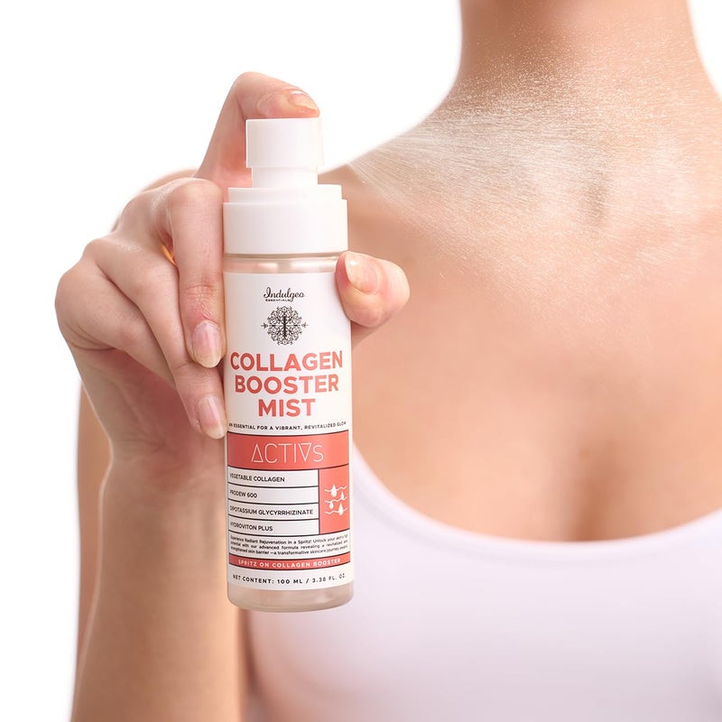 Indulgeo Essentials Collagen Booster TonerMist for Hydrated and Smooth Skin 100ml Reduce Rosacea and Sun damage AntiAging Lightweight PreMakeup Application Made with Vegetable collagen - Image 4