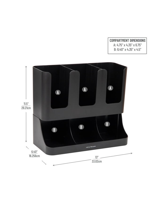Mind Reader Flume 6 Compartment Condiment  Cups Organizer 13.5 x 4.30 x 12 UPRIGHT6BLK  - Image 3