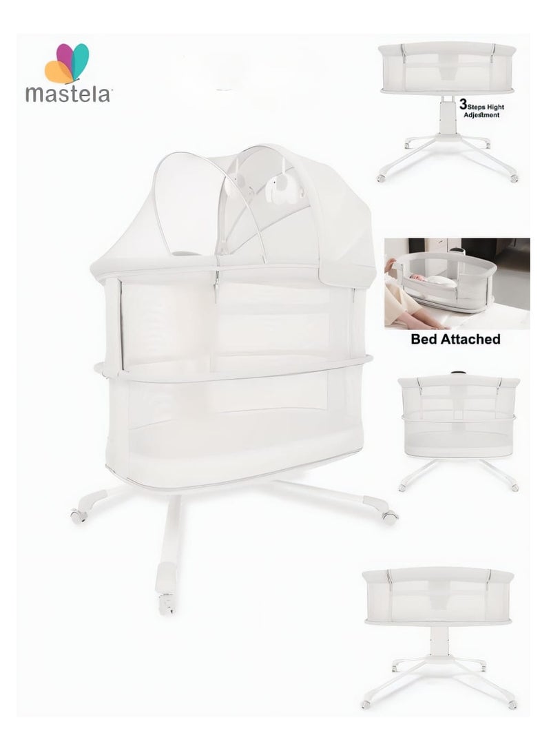 Mastela Auto Swing Mastela Dream Starlight Baby Bassinet Bedside Crib with Mosquito Net Birth+ to 12Months  - Image 1