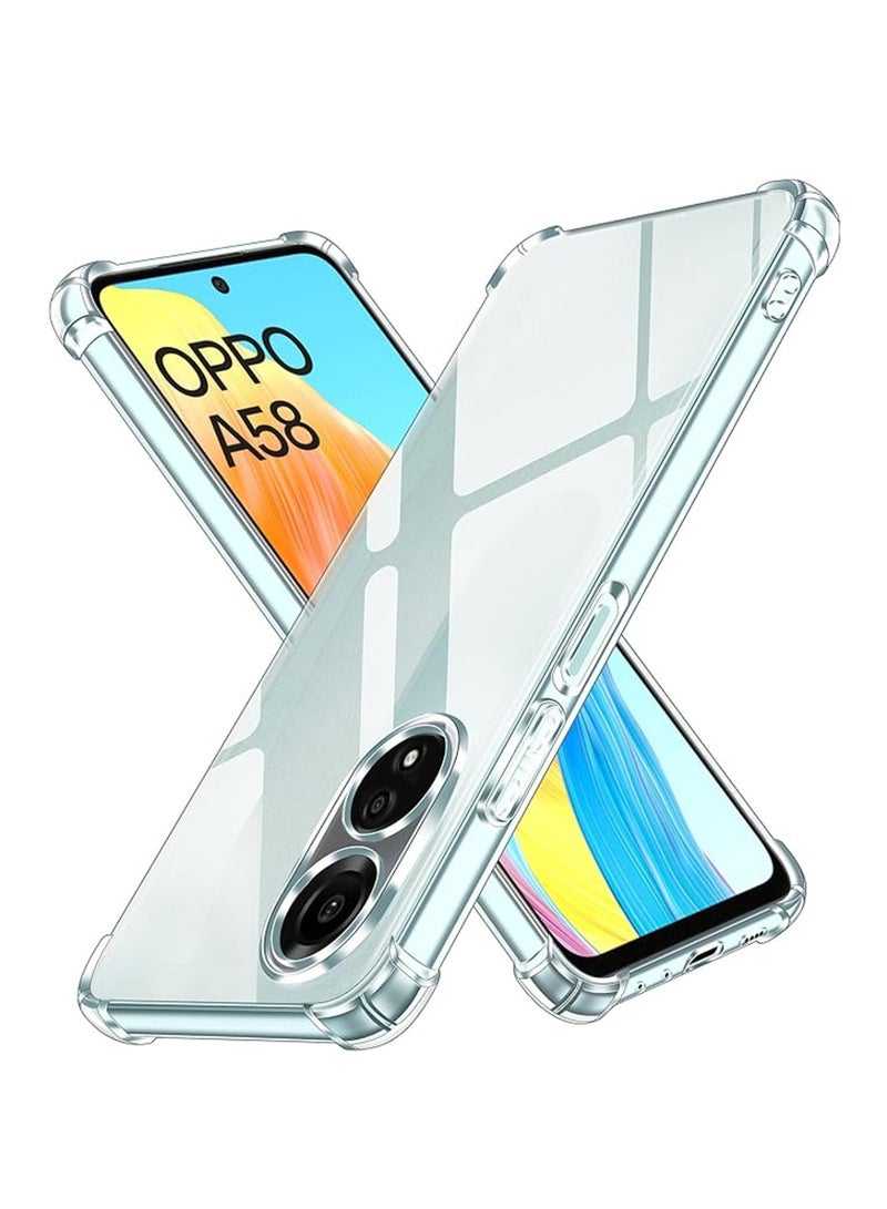 Techie جراب خلفي شفاف واقٍ لهاتف Oppo A58 مصنوع من مادة TPU مع حماية لعدسة الكاميرا - Image 1