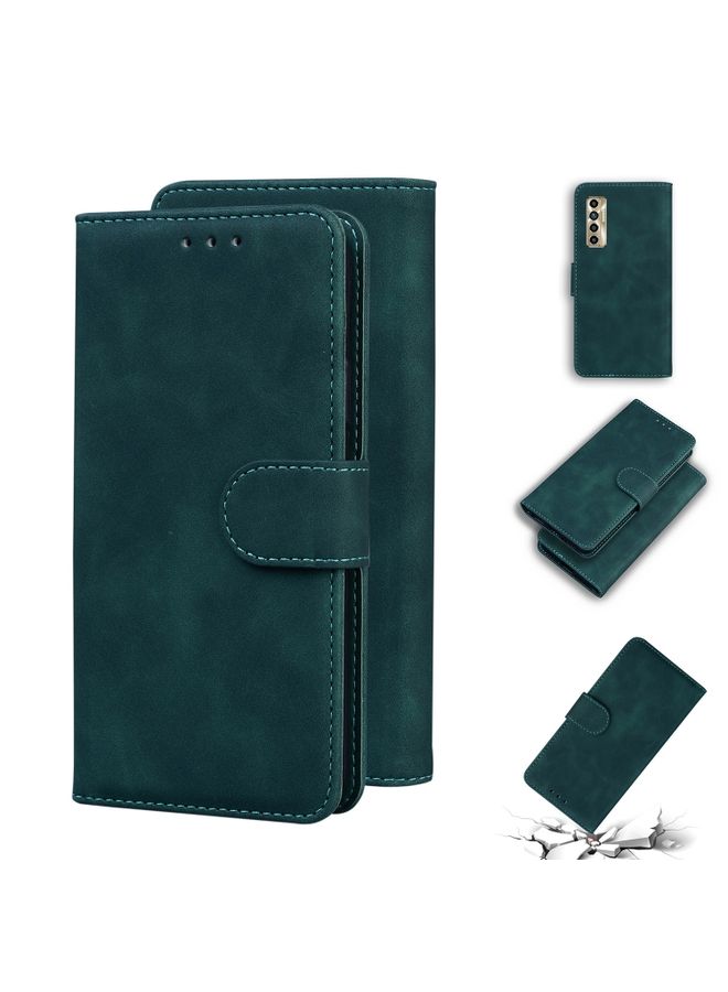 HuHa Case Cover For For Tecno Camon 17P Skin Feel Pure Color Flip Leather Phone Case(Green) 