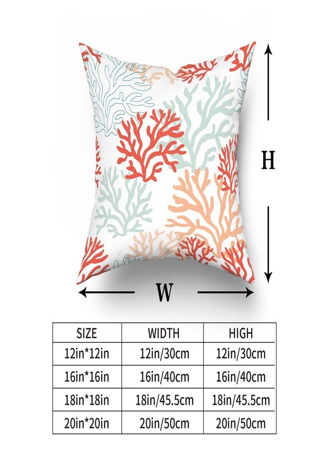 aportt Coastal Coral Teal Pillow Covers 18X18 Inch Beach Ocean Themed Couch Pillow Cases Nautical Summer Sea Throw Pillows Set of 2 Modern Home Decor for Room Bedroom Porch Patio Cushion Outdoor - Image 5