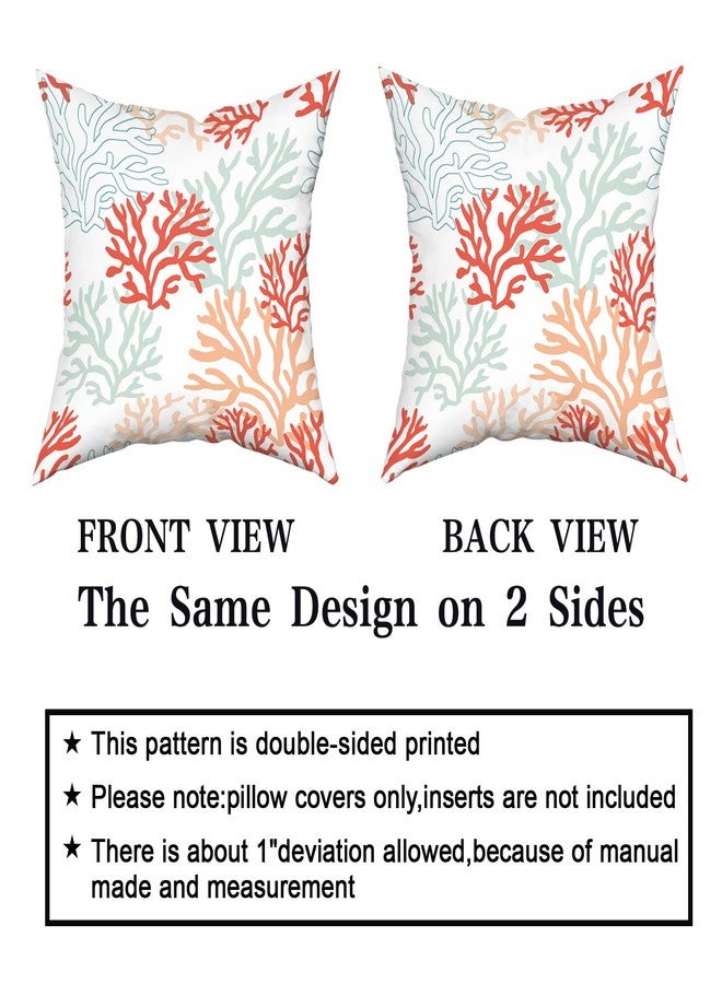 aportt Coastal Coral Teal Pillow Covers 18X18 Inch Beach Ocean Themed Couch Pillow Cases Nautical Summer Sea Throw Pillows Set of 2 Modern Home Decor for Room Bedroom Porch Patio Cushion Outdoor - Image 4