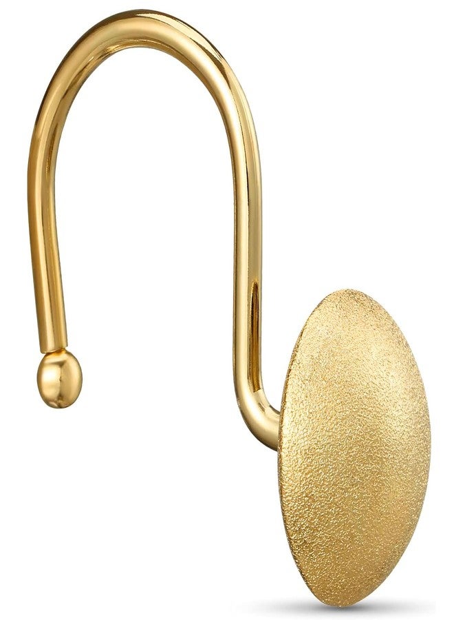 EleCharm Gorgeous Gold Shower Curtain Hooks Rings, Set of 12 Brass Decorative Shower Hanger Rings Metal Rustproof for Bathroom Curtain Rods (Hemisphere) - Image 2