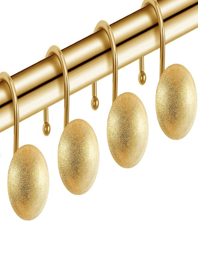 EleCharm Gorgeous Gold Shower Curtain Hooks Rings, Set of 12 Brass Decorative Shower Hanger Rings Metal Rustproof for Bathroom Curtain Rods (Hemisphere) - Image 3