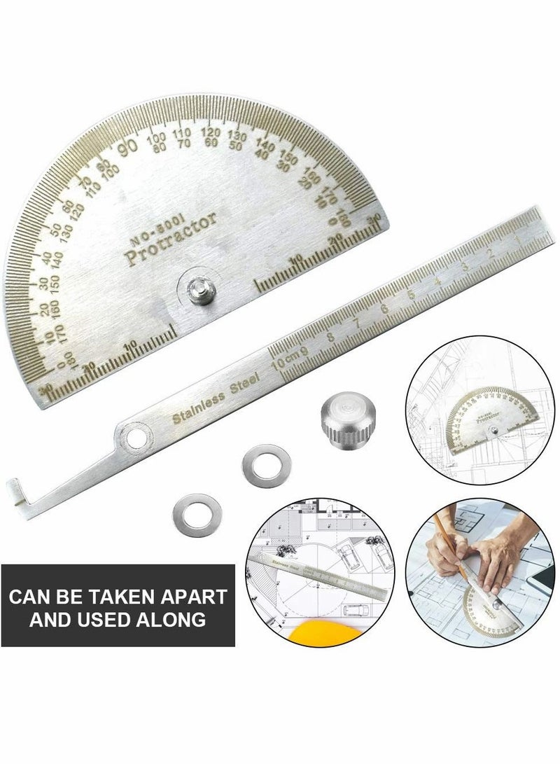 Angle Protractor Angle Finder Ruler, Stainless Steel Protractor 180 Degrees Angle Ruler, Universal Goniometer Angle Finder Tool for Carpenter Painting Drawing Measuring (10 cm/ 3.94 Inch) - Image 2