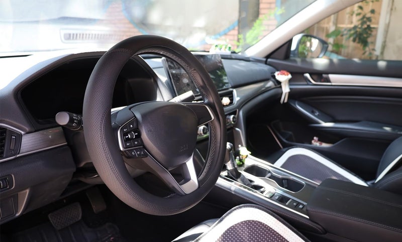 SZYUCHEN Black Leather Steering Wheel Cover for Chevy - Image 4