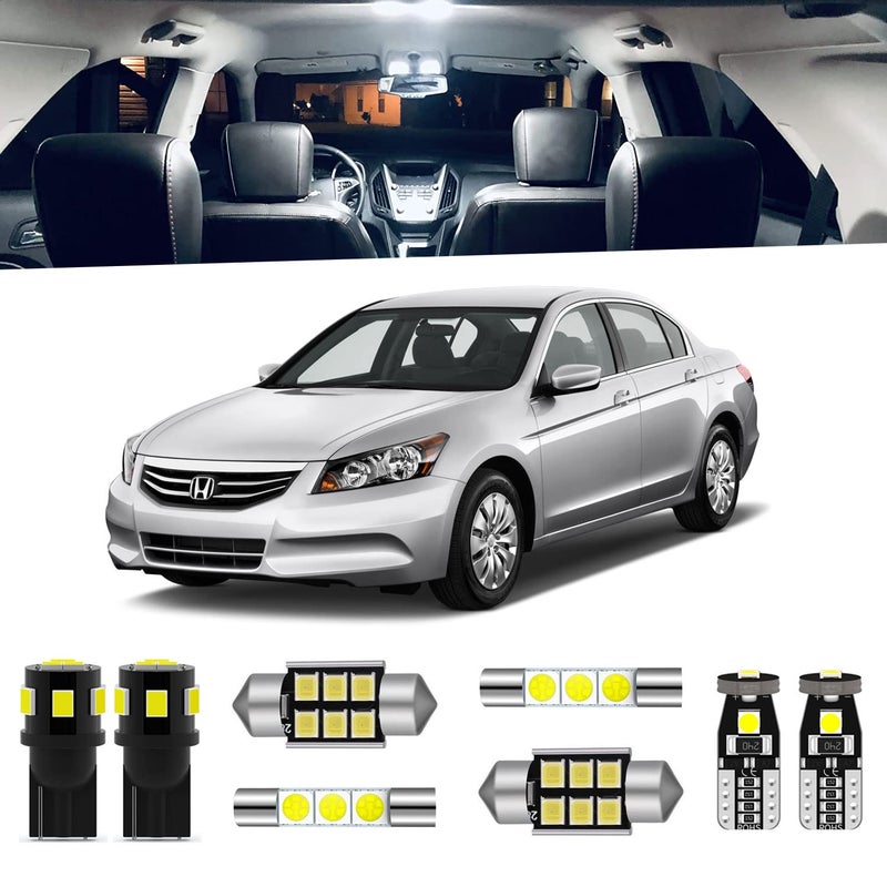 ENDPAGE 12-Pieces Accord LED Interior Light Kit for Honda Accord 2003 2004 2005 2006 2007 2008 2009 2010 2011 2012 White 6000K Interior LED Lighting Package + License Plate Lights, Install Tool - Image 1