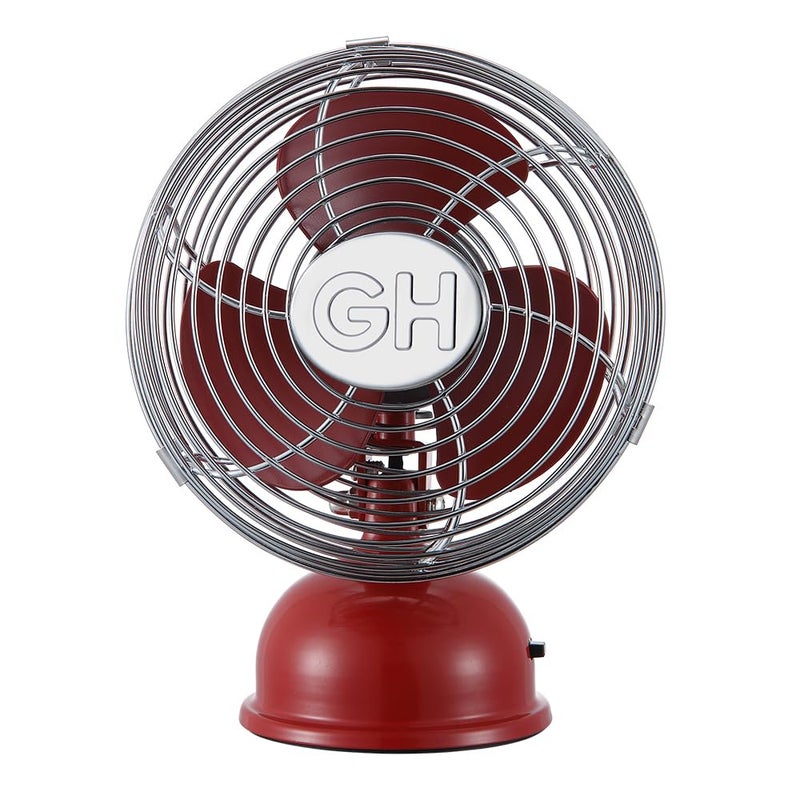 Good Housekeeping 92521 All-Metal 5" Retro Oscillating USB-Powered Personal Fan, Crimson Red - Image 1
