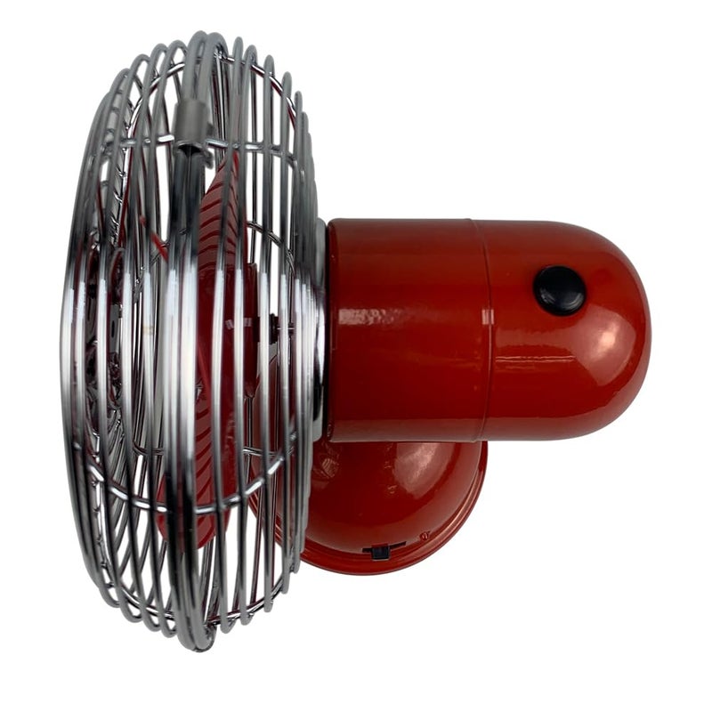 Good Housekeeping 92521 All-Metal 5" Retro Oscillating USB-Powered Personal Fan, Crimson Red - Image 2