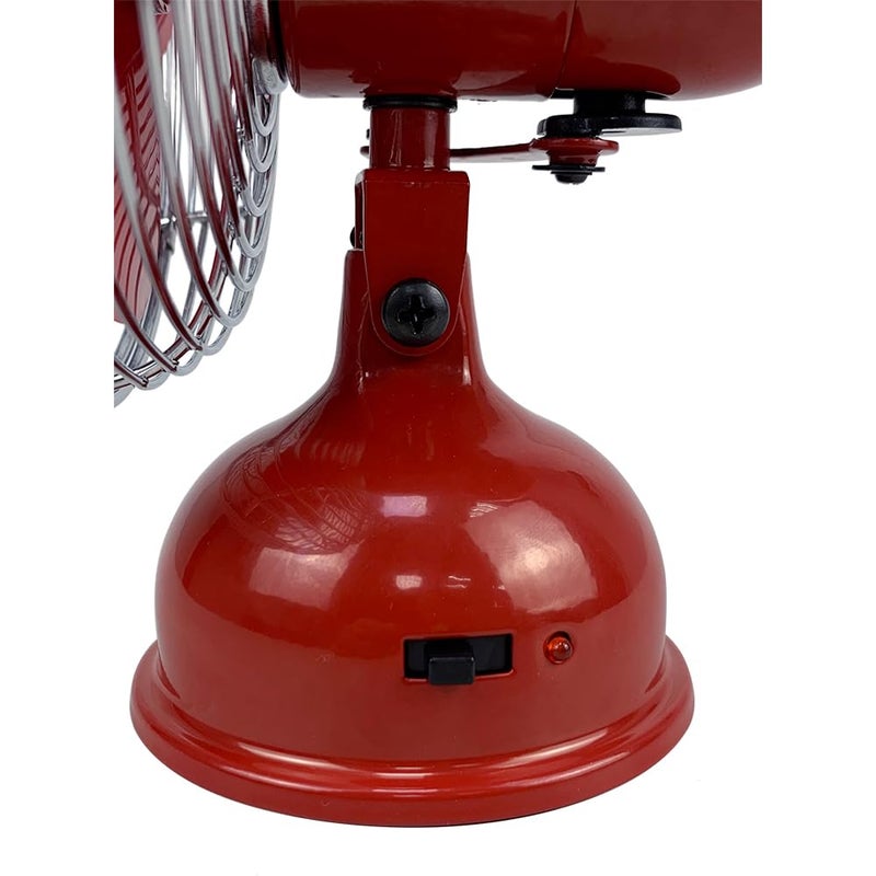Good Housekeeping 92521 All-Metal 5" Retro Oscillating USB-Powered Personal Fan, Crimson Red - Image 4