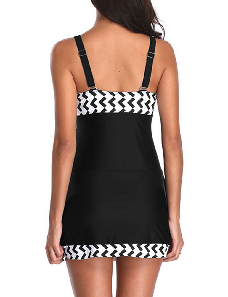 2022 New Swimsuit Sexy Printed Chest Cross Skirt Two-piece Split Women's Foreign Trade Swimwear T-Shirt Striped T-shirt XXL - Image 4