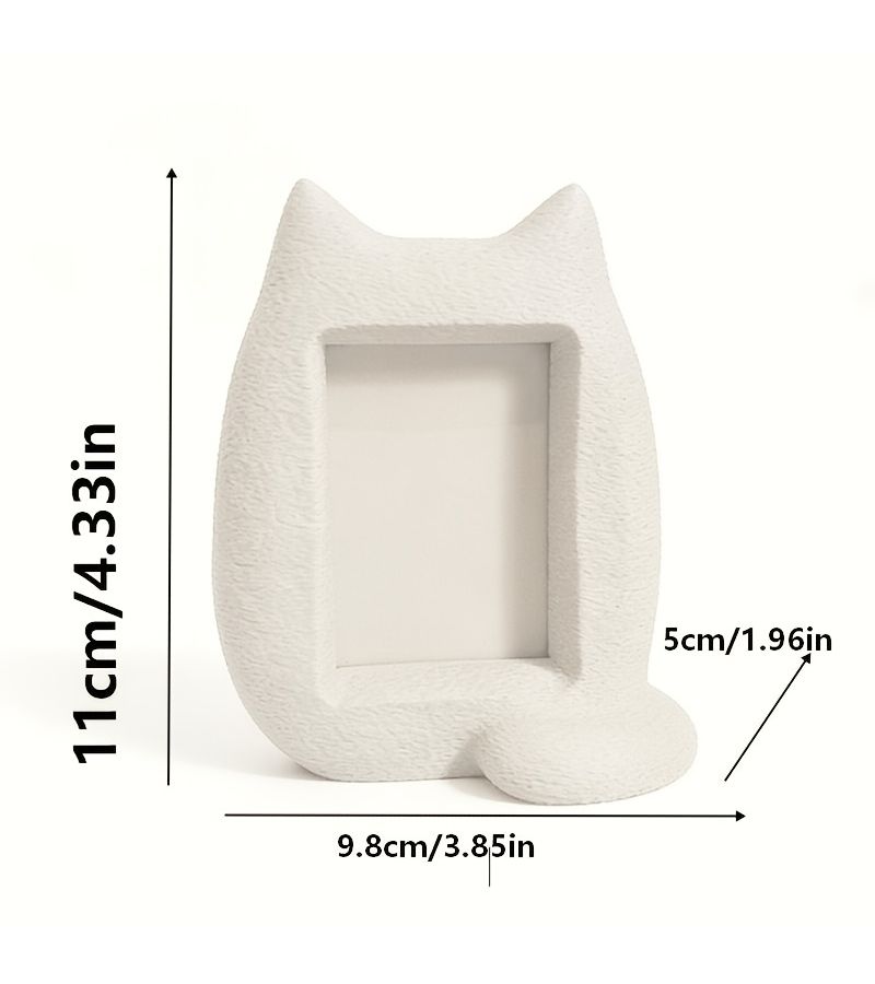 White 3D Printed Cat Shape Photo Frame Decoration Keepsake Display Gift - Image 2