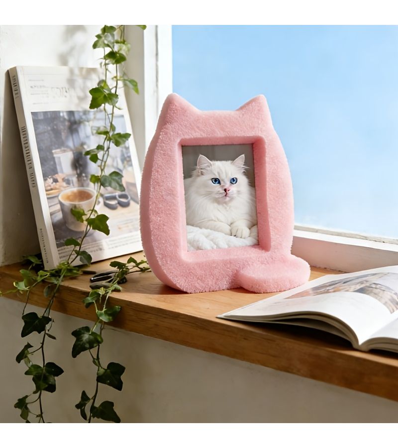 White 3D Printed Cat Shape Photo Frame Decoration Keepsake Display Gift - Image 4