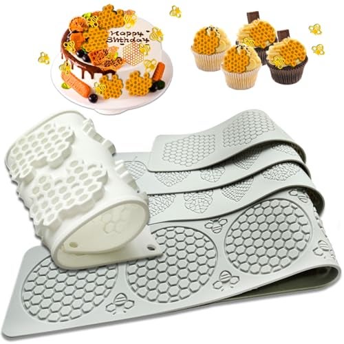 Acxydm 5PCS Tuile Molds Silicone Honeycomb Leaf Baking Mold,Acxydm Honeycomb Mold Silicone and Leaves, Fondant Molds with Bee Silicone and Leaf Mold, 3D Chocolate Molds Set for Making Sugar Craft,Cupcakes - Image 4