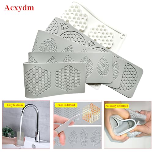 Acxydm 5PCS Tuile Molds Silicone Honeycomb Leaf Baking Mold,Acxydm Honeycomb Mold Silicone and Leaves, Fondant Molds with Bee Silicone and Leaf Mold, 3D Chocolate Molds Set for Making Sugar Craft,Cupcakes - Image 2