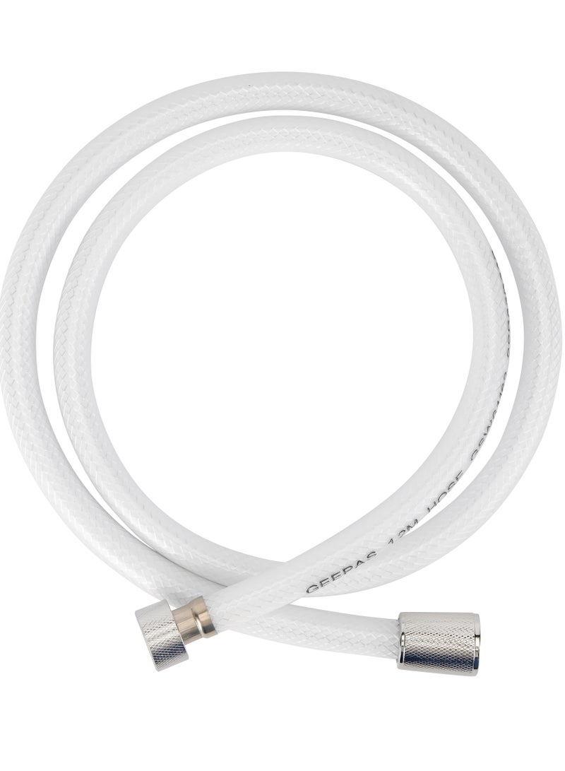 GEEPAS PVC White Shower Hose 1.2 Meters Long With Metal Nut And Brass Insert And 1/2-Inch Standard Connector Perfect For Shower Head Health Faucet Etc - Image 2