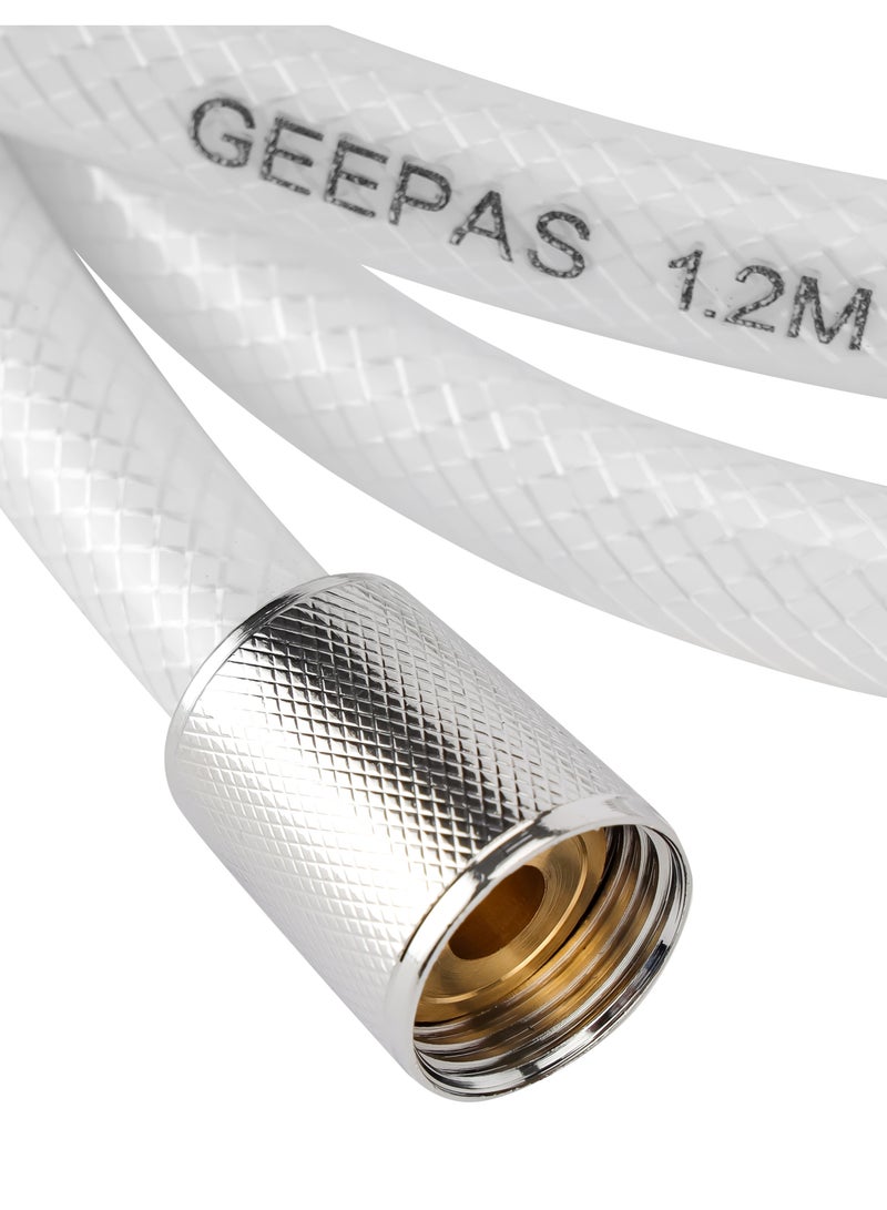 GEEPAS PVC White Shower Hose 1.2 Meters Long With Metal Nut And Brass Insert And 1/2-Inch Standard Connector Perfect For Shower Head Health Faucet Etc - Image 4