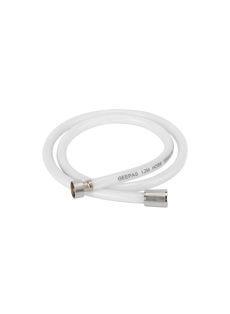 GEEPAS PVC White Shower Hose 1.2 Meters Long With Metal Nut And Brass Insert And 1/2-Inch Standard Connector Perfect For Shower Head Health Faucet Etc - Image 1