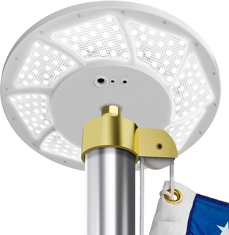 Hoople Solar Flag Pole Light, 248 LED Super Bright, Auto On/Off Dusk-to-Dawn, IP65 Waterproof, for Most 15-25 Ft In-Ground Flagpoles - Image 1