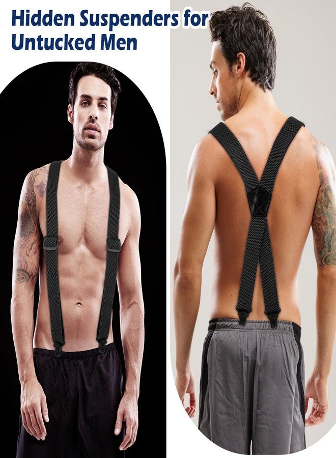 MBAIYO 4 Pcs X Back Hidden Suspenders for Men, Heavy Duty Under Clothing Suspenders with Clips for Men Women Airport Friendly - Image 4