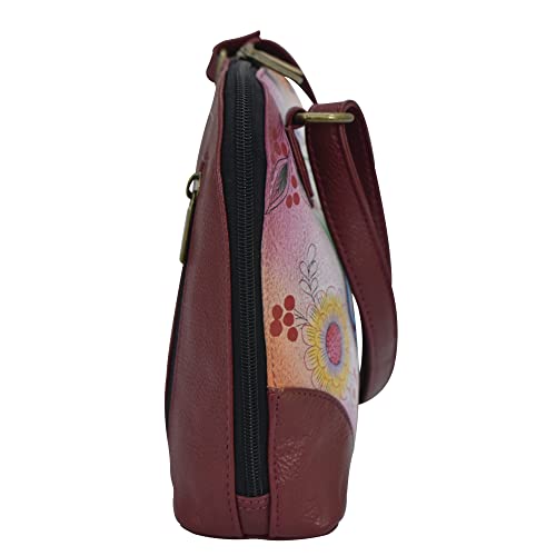 Anna by Anuschka Women's Leather Small Zip-Around Handbag, Multi Compartment Organizer, Sugar Skulls - Image 5