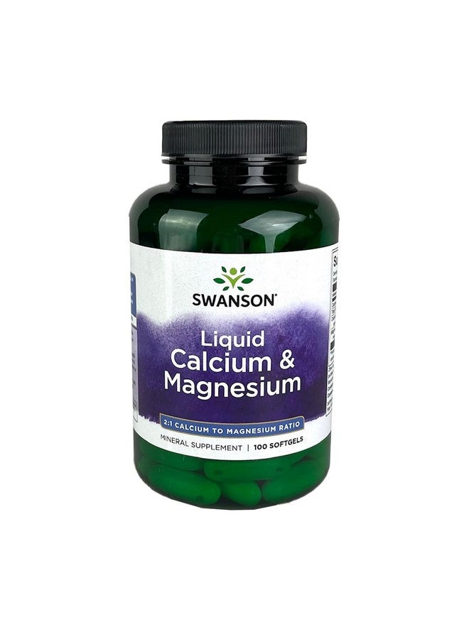 Swanson Liquid Calcium & Magnesium 300/150 mg - 100 Sgels - Image 1