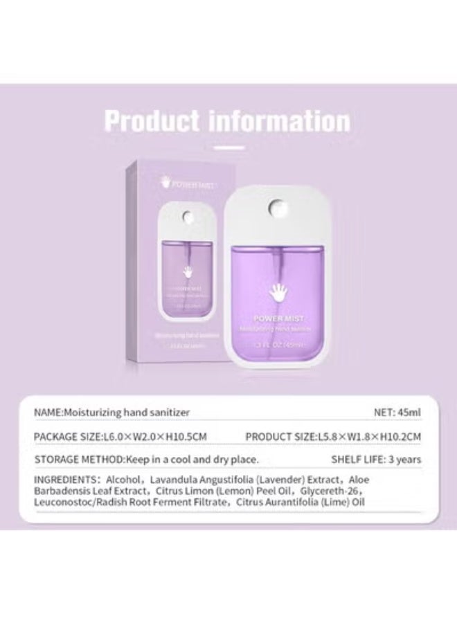 Power Mist Hydrating Hand Sanitizer Spray, 45ml Portable Sanitizing Spray with Lavender and Aloe Extracts, Gentle on Skin, Easy to Carry - Image 2