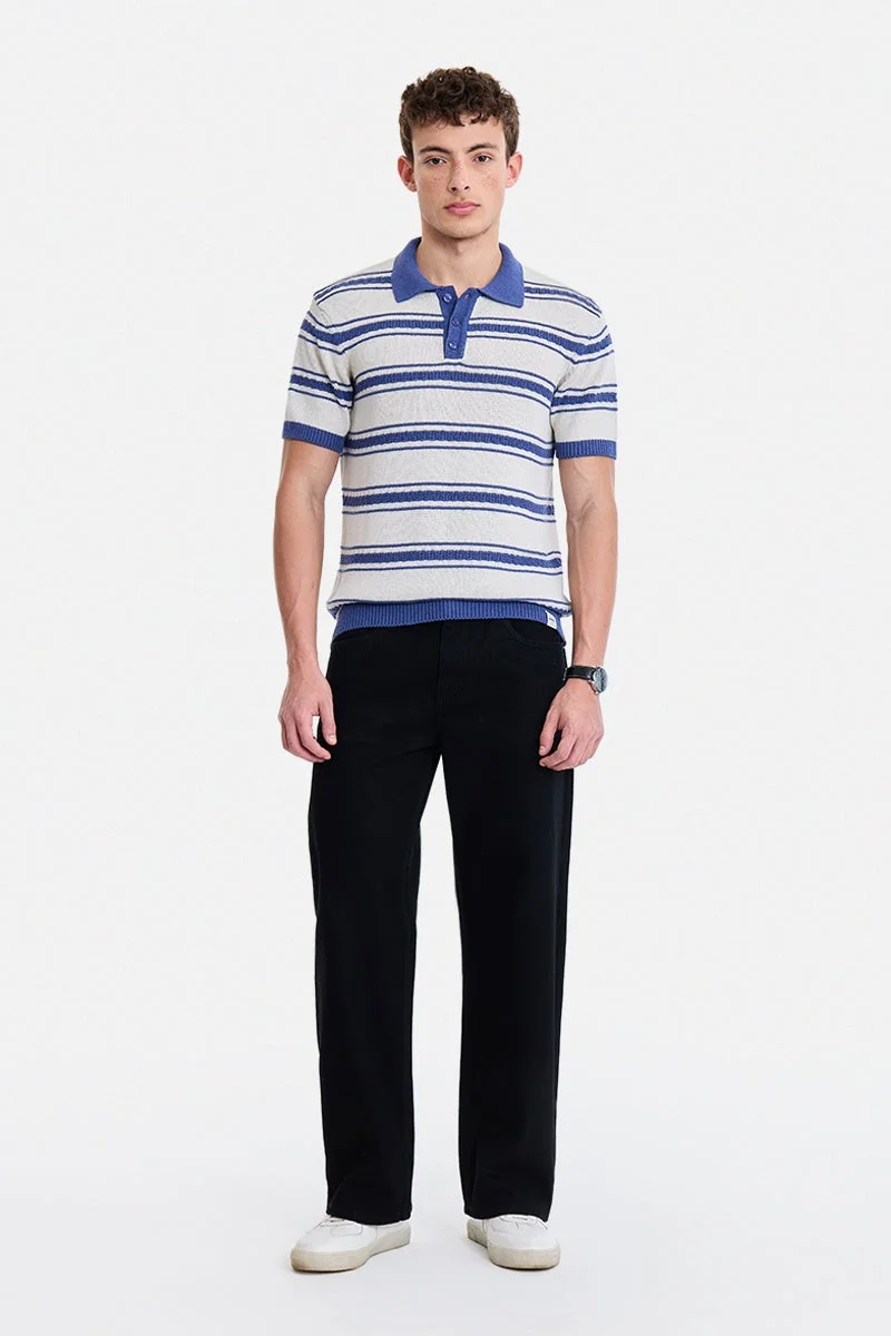 سنيتش Off-White Striped Half Sleeve Regular Fit T-Shirt