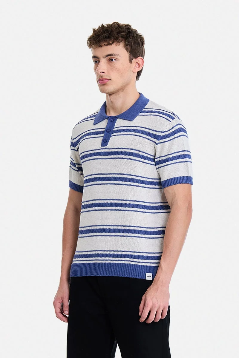 سنيتش Off-White Striped Half Sleeve Regular Fit T-Shirt