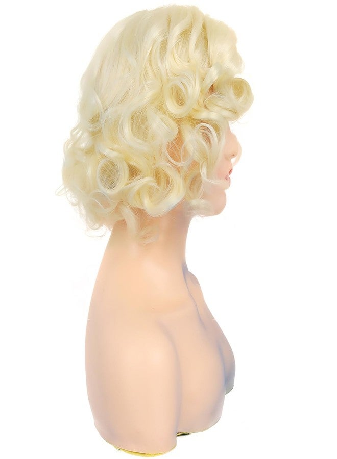 Dsimeig Short Curly Wavy Blonde Wigs for Women Synthetic Natural Hair Wig Halloween Costume Cosplay Wig - Image 4