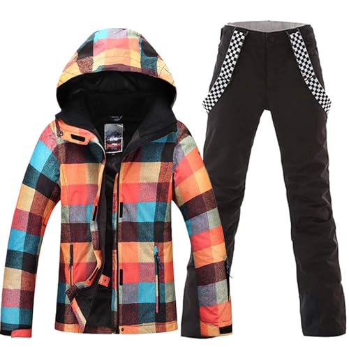 HOTIAN Women's 2 Piece Ski Jackets and Pants Set Skisuit Colorful Waterproof Windproof Insulated Snowsuit Snowboarding Coat - Image 1