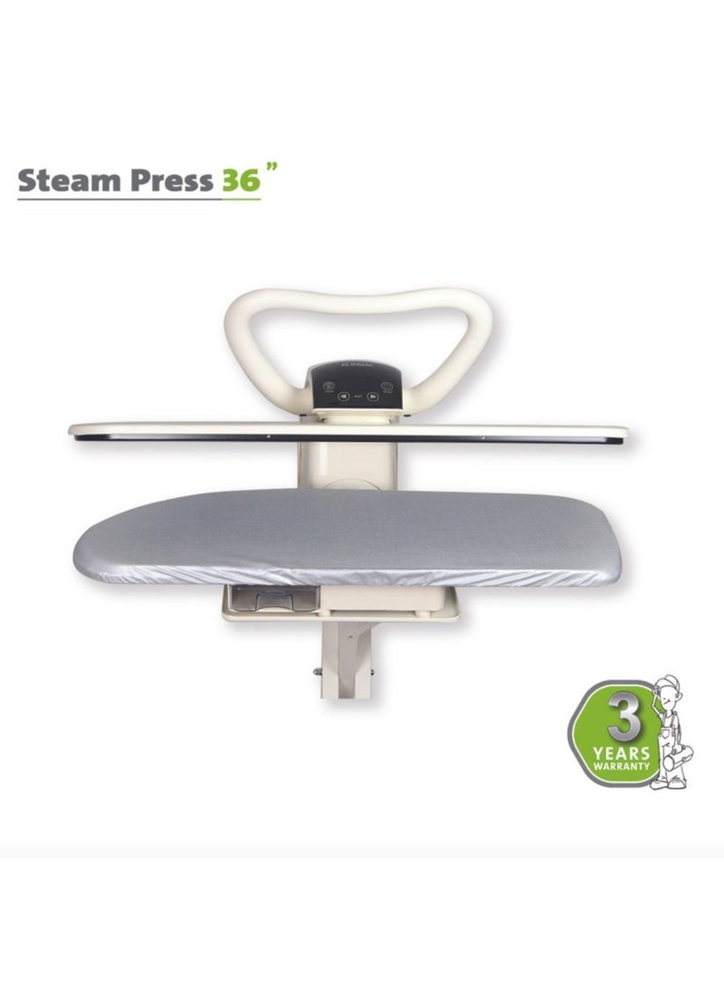 بلاتينيوم SP-9110-W مكواة ضغط مع قاعدة إضافية بطول 36 إنش، سعة خزان المياه 800 مل، بخار بقدرة 90 جرام/دقيقة، قدرة كهربائية 2200 واط، سطح سيراميكي، تحكم إلكتروني، مزودة بقاعدة إضافية – أبيض - Image 3