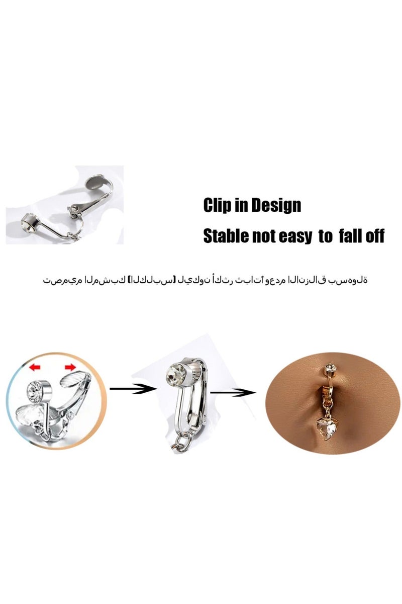 Innoshine 3pcs  fake belly ring silver  belly button rings for women  piercing free Navel Ring set butterfly non piercing belly ring for Women  Clip On Belly Button Rings  for girls party graduation birthday wedding gifts - Image 5