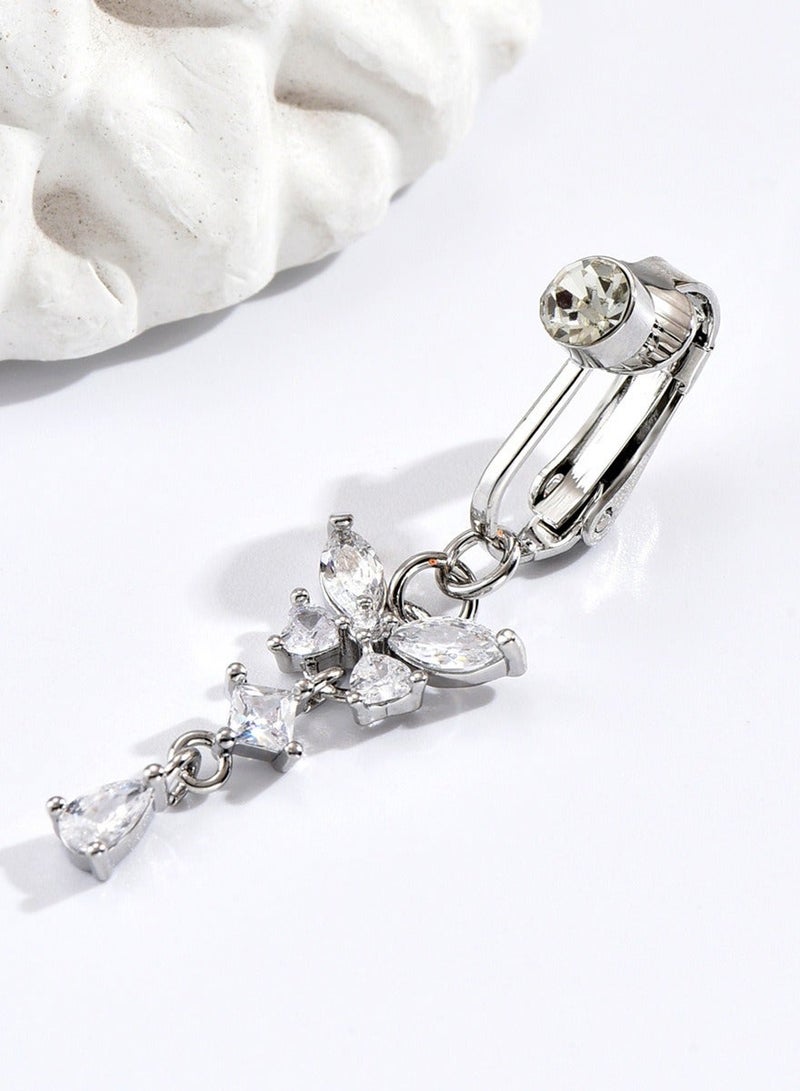 Innoshine 3pcs  fake belly ring silver  belly button rings for women  piercing free Navel Ring set butterfly non piercing belly ring for Women  Clip On Belly Button Rings  for girls party graduation birthday wedding gifts - Image 3