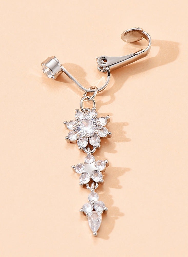 Innoshine 3pcs  fake belly ring silver  belly button rings for women  piercing free Navel Ring set butterfly non piercing belly ring for Women  Clip On Belly Button Rings  for girls party graduation birthday wedding gifts - Image 4