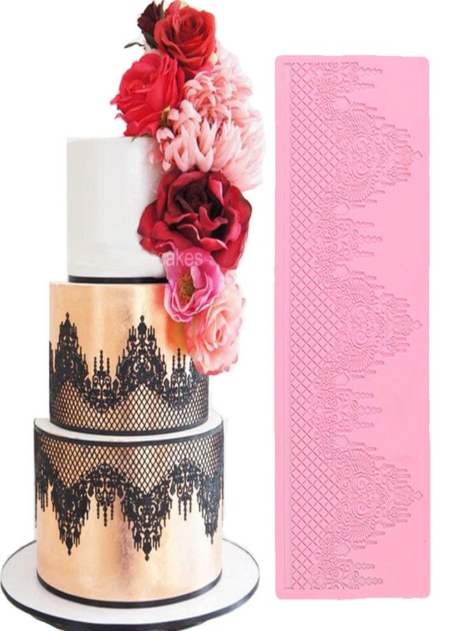 Anyana Novelty Giant Jewels Edible Lace Mat Silicone Imprint Mold Sugarcraft Wedding Cake Decorating Tools Impression Gumpaste Kitchen Chocolate Sugar Baking Mould Cookie Pink - Image 1