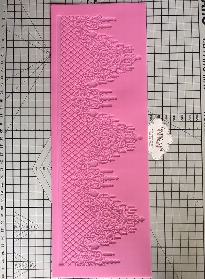 Anyana Novelty Giant Jewels Edible Lace Mat Silicone Imprint Mold Sugarcraft Wedding Cake Decorating Tools Impression Gumpaste Kitchen Chocolate Sugar Baking Mould Cookie Pink - Image 4