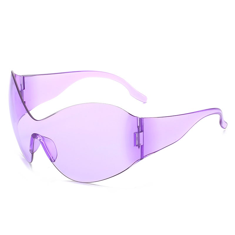 Generic New Steampunk Womens Oversized Sunglasses Trendy Y2K Shades Purple piece