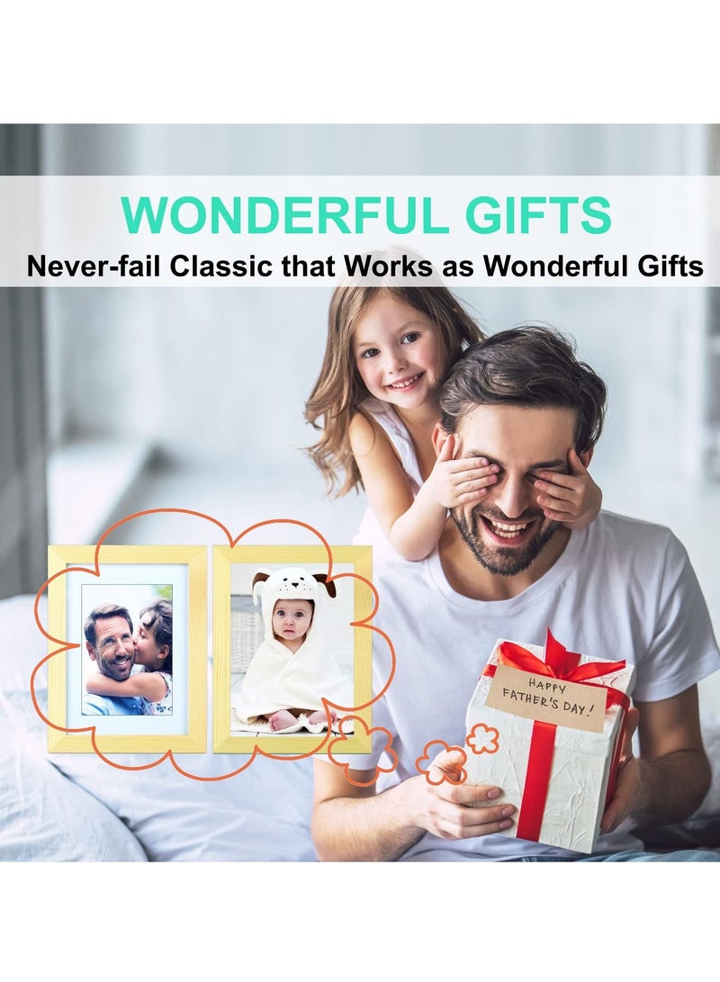 كابتن تيك SYOSI 2Pcs 5x7 Inch Wooden Picture Frame, Natural Wood Picture Frame with Acrylic Plexiglass for Displaying Picture, Tabletop and Wall Mounting Display (Wood color) - Image 3