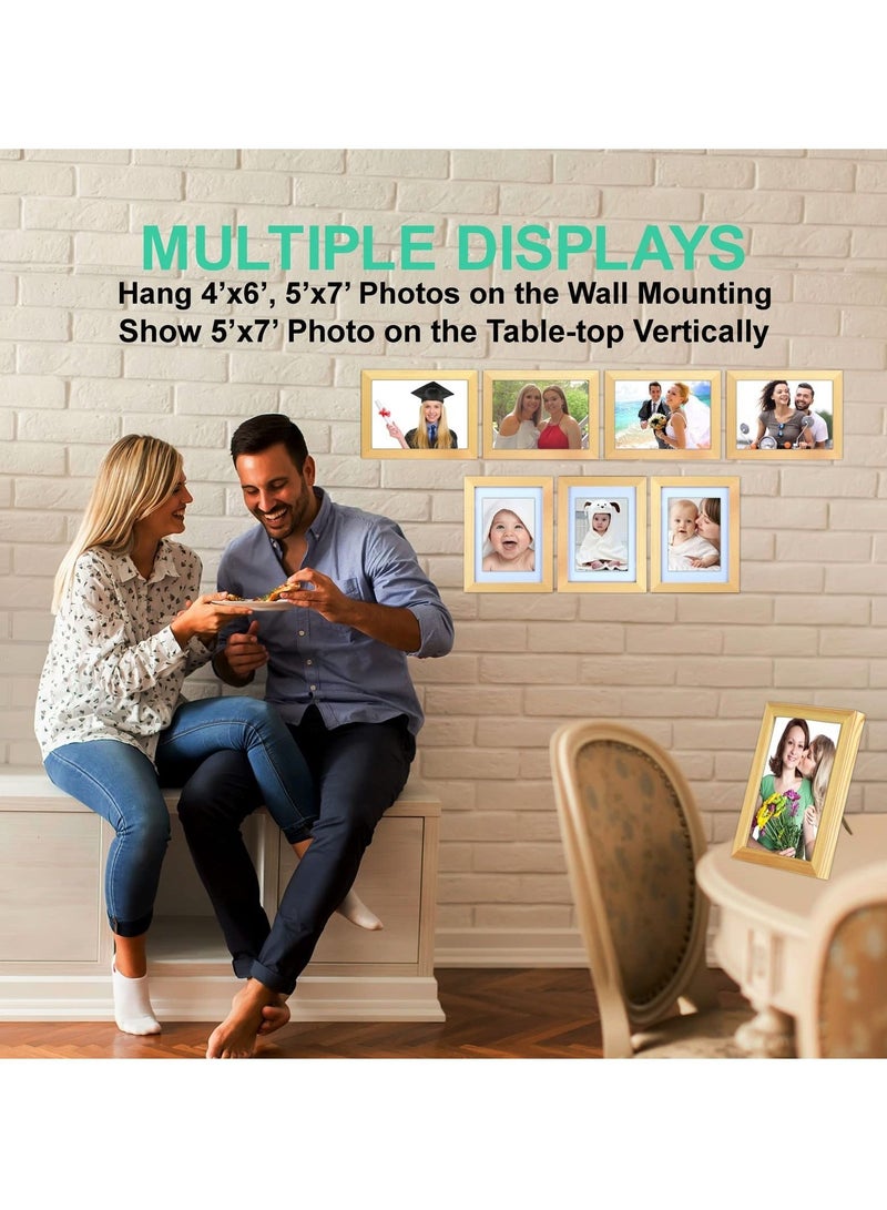 كابتن تيك SYOSI 2Pcs 5x7 Inch Wooden Picture Frame, Natural Wood Picture Frame with Acrylic Plexiglass for Displaying Picture, Tabletop and Wall Mounting Display (Wood color) - Image 5