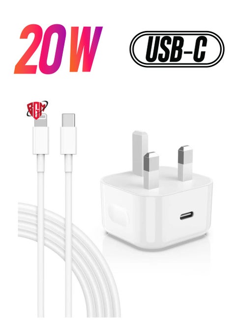 iPhone 13 Charger Plug and Cable, 20W USB C Plug with USB C Lightning Cable, USB C Apple Lightning Cable and iPhone Plug uk Charger for iPhone 13 Pro Max/12/12Mini/11/XR/XS/X/8