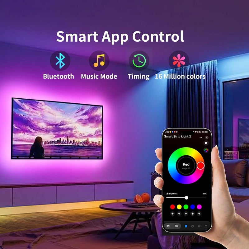 KSIPZE LED Lights for TV, 16.5ft TV led Backlight for 45-75 Inch TVs RGB TV Backlight Behind Music Sync Smart APP & Button Control TV LED Strip Lights USB Powered for Bedroom/Gaming - Image 3
