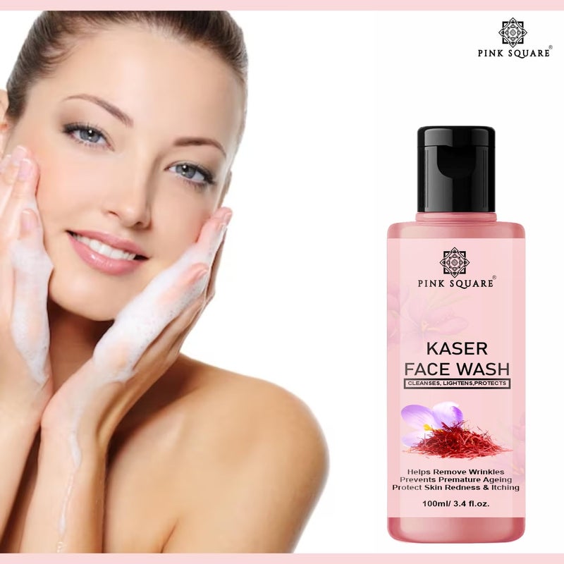 Pink Square Gold Kesar Face Wash  Enriched With Golden Essence  Kesar Extract  For Skin Illumination No Sillicones  Toxic Chemical Paraben Free 200ml - Image 2