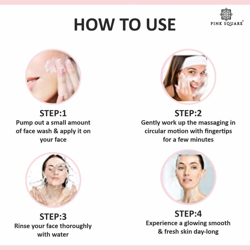 Pink Square Gold Kesar Face Wash  Enriched With Golden Essence  Kesar Extract  For Skin Illumination No Sillicones  Toxic Chemical Paraben Free 200ml - Image 3