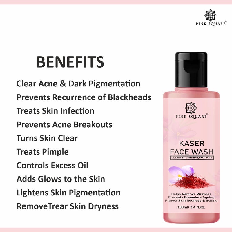 Pink Square Gold Kesar Face Wash  Enriched With Golden Essence  Kesar Extract  For Skin Illumination No Sillicones  Toxic Chemical Paraben Free 200ml - Image 4