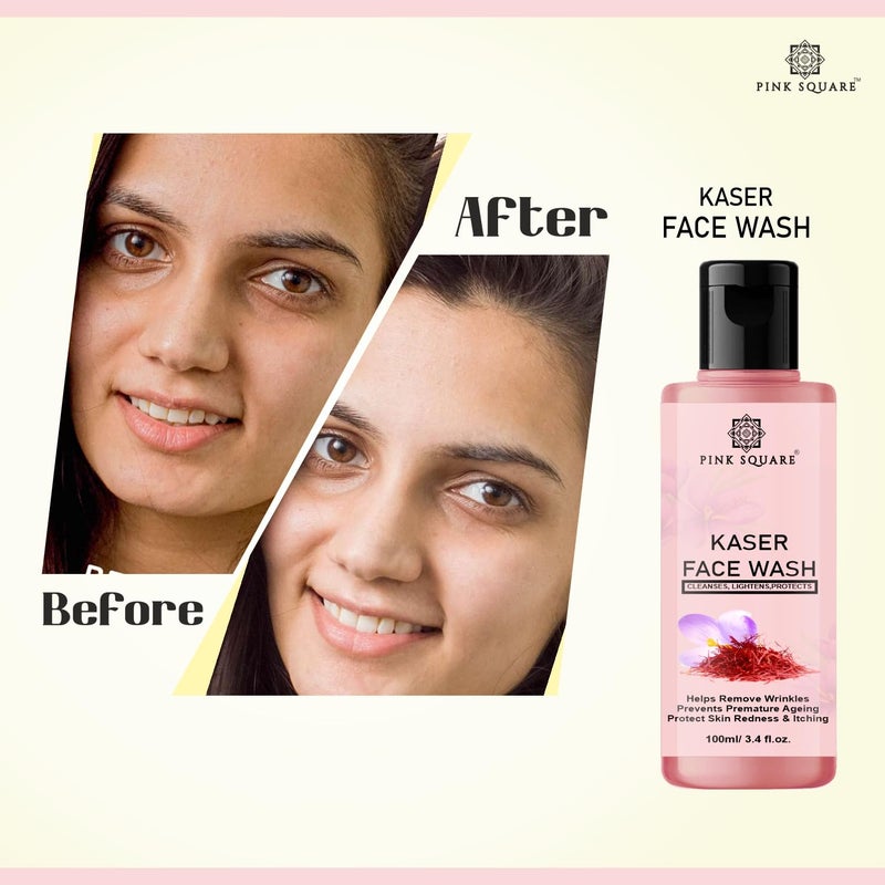 Pink Square Gold Kesar Face Wash  Enriched With Golden Essence  Kesar Extract  For Skin Illumination No Sillicones  Toxic Chemical Paraben Free 200ml - Image 5