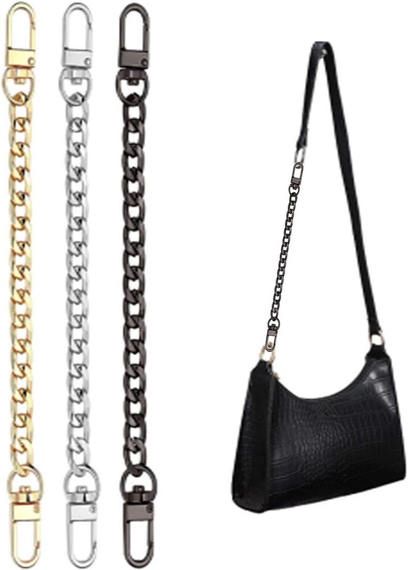 klarako4 Pieces Purse Chain Strap 7.9 Inch DIY Flat Chain Strap Purse Strap Extender Handle Bag Accessories Charms Decoration for Purse Handbags Shoulder Bag klarakoBlack - Image 5